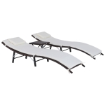 Outsunny 3 Piece Outdoor Folding Rattan Wicker Chaise Lounge Chair and Side Table Set