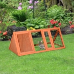 PawHut 47 inch Wooden Rabbit Hutch Bunny House Triangular Backyard