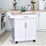 HOMCOM Wooden Kitchen Large Storage Island on 360° Swivel Wheels Cart with Drawer, Interior Cabinet & Towel Rack, Black(c-1)