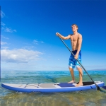 Soozier Inflatable Stand Up Paddle Board, 10'8"×30"×6" Lightweight & Foldable w/ ISUP Accessories & Carry Bag, Aluminum Paddle, Fix Accessories Set, Air Pump, Leash