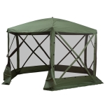 Outsunny 6-Sided Hexagon Pop Up Party Tent Gazebo with Mesh Netting Walls & Shaded Interior, 12' x 12', Green