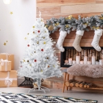 HOMCOM 4.9ft Artificial Christmas Tree Xmas Holidays Decor with Ornament White