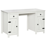HOMCOM Home Office Writing Desk with Storage Cabinet, Drawer, PC Study Table Computer Workstation, White Wood Grain