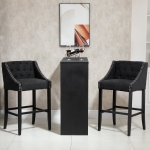HOMCOM Set of 2 Height Bar Chairs Button Tufted Barstools for Kitchen w/ Nailhead Trim, Footrest, Upholstered Seat, Solid Wood Leg, Dark Grey