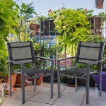 Outsunny Patio Dining Chair Outdoor Mesh Seat Bistro Chairs Set of 2 Black