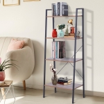 HOMCOM 4-Tier Vintage Ladder Shelf Bookcase Storage Rack Home Office Organizer with Open Display Shelf