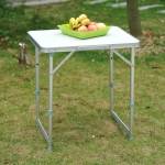 Outsunny Folding Adjustable Patio Picnic Table Portable Camping Dining Lunch Table Aluminum Frame Silver