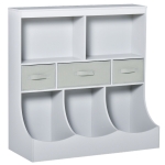 HOMCOM Toy Chest Kids Cabinet Freestanding Storage Organizer Bookcase with Drawer, Grey