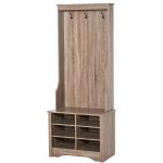 HOMCOM Coat Rack Wooden Hall Tree Storage Organizer Shoe Bench with Shoe Rack 3 Hooks for Hallway or Living Room, Brown