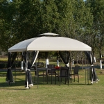 Outsunny 13' x 10' Gazebo Canopy Party Tent Shelter with Steel Frame Curtains Netting Sidewalls Light Grey(c-5)