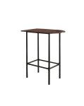 Monarch 36" x 24" Rectangular Space Saver Wood Grain Top Metal Framed Home Bar Height Table - Cappuccino Brown / Black Finish
