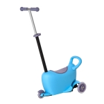 Qaba 3-in-1 Kids Scooter, Sliding Walker Push Car with 3 Wheels, Height Adjustable, Blue