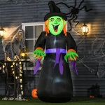 HOMCOM 8.3ft Halloween Inflatable Witch, LED Lighted for Home Indoor Outdoor Garden Lawn Decoration Party Prop, Black