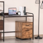 HOMCOM Rolling File Cabinet with 2 Drawers, Hanging File Folder, Home Office Under Desk Mobile Filing Organizer for Letter Size