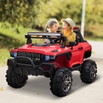 Aosom 12V Ride-On Car 2-Seater Electric Truck Perfect Gift For Kids, w/ Full LED Lights, MP3, Parental Remote Control (Red)