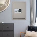 HOMCOM Flat Superior Electronic Hidden Wall Safe Box for Jewelry or Valuables Digital Lock Home Office Hotel Security Beige