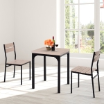 HOMCOM 3pcs Wooden Dining Set Industrial Style Wood and Metal Kitchen Table Set for 2 Chairs Modern and Sleek Dinette Home Furniture