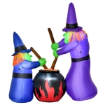 HomCom Inflatable Halloween 5.5' Witches With Cauldron LED Light Outdoor Garden Yard Party Decoration