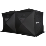 Outsunny Portable Ice Fishing 8-Person Tent Shelter with Ventilation Windows Air Breathers & Carry Bag Black