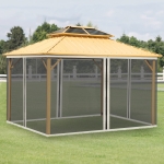 Outsunny Replacement Mosquito Netting for Gazebo 10' x 13' Black Screen Walls for Canopy with Zippers for Parties and Outdoor Activities