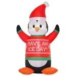 HOMCOM 6ft Christmas Inflatable Penguin Wearing Christmas Sweater, Outdoor Blow-Up Yard Decoration with LED Lights Display