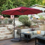 Outsunny Portable Umbrella Base Parasol Stand for Cantilever Umbrella Water Sand Fillable w/ 2 Wheels Black