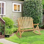 Outsunny 45" Outdoor Adirondack Rocking Chair, Fir Wood Log Slatted Design Patio Rocker for Porch Garden Lounging