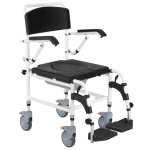 HOMCOM Accessibility Commode Wheelchair with 4 Castor Wheels and Rectangle Detachable Bucket - Black