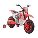 Aosom 12V Electric Kids Ride On Dirt Bike Motorcycle Toy w/ Training Wheels, Red