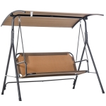 Outsunny 3-Person Porch Patio Swing with Adjustable Weather-Fighting Tilt Canopy & Comfortable Bench-Style Seat, Brown