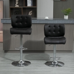 HOMCOM Set of 2 Counter Height Bar Stools Swivel Stool Height Adjustable Bar Chairs with Footrest for Kitchen Dining Home Pub, Black(c-6)