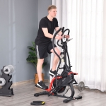 Soozier Exercise Bike Two-way Magnetic Elliptical Cross Trainer Cardio Fitness Workout Machine with Flywheel & LCD Digital Monitor Display Phone Holder, for Home Office Gym Black