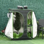 Outsunny Mylar Hydroponic Grow Tent with Vents and Floor Tray for Indoor Plant Growing