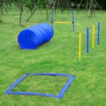 PawHut Dog Pet Agility Training Kit High Jump Weave Pole Tunnel Ring Obedience Training Set Adjustable Equipment Portable