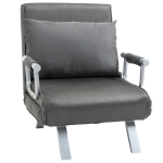 HOMCOM Single Person Folding 5 Position Convertible Sofa Bed Sleeper Chair Chaise Lounge Couch w/Pillow & Steel Frame for Home office, Grey