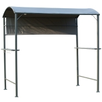 Outsunny 7ft Outdoor Double-tier BBQ Grill Canopy Gazebo w/ 2 Shelf, 5 Hooks