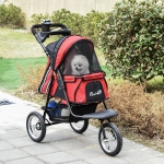 PawHut Detachable Pet Stroller Foldable 2-In-1 Jogging Stroller Carrying Bag with Universal Wheel Brake Canopy Black(c-4)