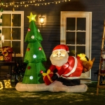 HOMCOM 7' Inflatable Santa Claus Puppy Christmas Tree LED Lights Decoration