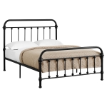 Monarch 56" Contemporary Vertical Slat Finial Metal Bed Frame - Full Size - Black Finish