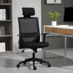 Vinsetto High Back Office Chair Swivel Task Chair with Lumbar Back Support, Breathable Mesh, and Adjustable Height, Headrest, Black