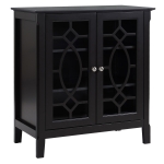 HOMCOM Wood Accent Sideboard Buffet Server Storage Cabinet with Double Framed Glass Doors Entryway Kitchen Dining Console Living Room, Adjustable Shelves, Espresso