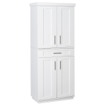 HOMCOM Modern Kitchen Pantry Freestanding Cabinet Cupboard with Doors and Drawer, Adjustable Shelving, White