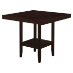 Monarch 42" Square Wooden Counter Height Dining Table with Storage Shelf Base - Cappuccino Brown Finish