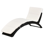 Outsunny Outdoor Patio Folding PE Rattan Wicker Poolside Chaise Lounge Chair with Easy Folding Design