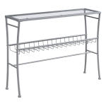 Monarch 42" Contemporary Tempered Glass Top 2-Tier Metal Framed Wire Shelf Accent Console Table - Silver Finish