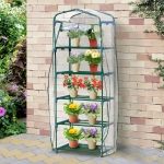 Outsunny 27'' x 19'' x 76'' 5 Tier Mini Greenhouse Outdoor Flower Stand Transparent PVC Cover Steel Frame