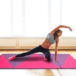 Soozier 4ftx10ftx2inch PU Leather Gymnastics Tumbling Gym Mat Arts Folding Yoga Exercise Pad 4 Panel Pink/Purple Triangle Pattern