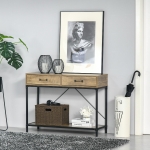 HOMCOM Vintage Sofa Console Table, Entryway Table with Drawers, Storage Shelf for Living Room, Hallway, Bedroom, Brown