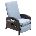 Outsunny Outside PE Wicker Reclining Padded Armrest Chair Contemporary Design Coffee