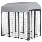 Pawhut 6' x 4' x 6' Large Outdoor Dog Kennel Galvanized Steel Fence with UV-Resistant Oxford Cloth Roof & Secure Lock